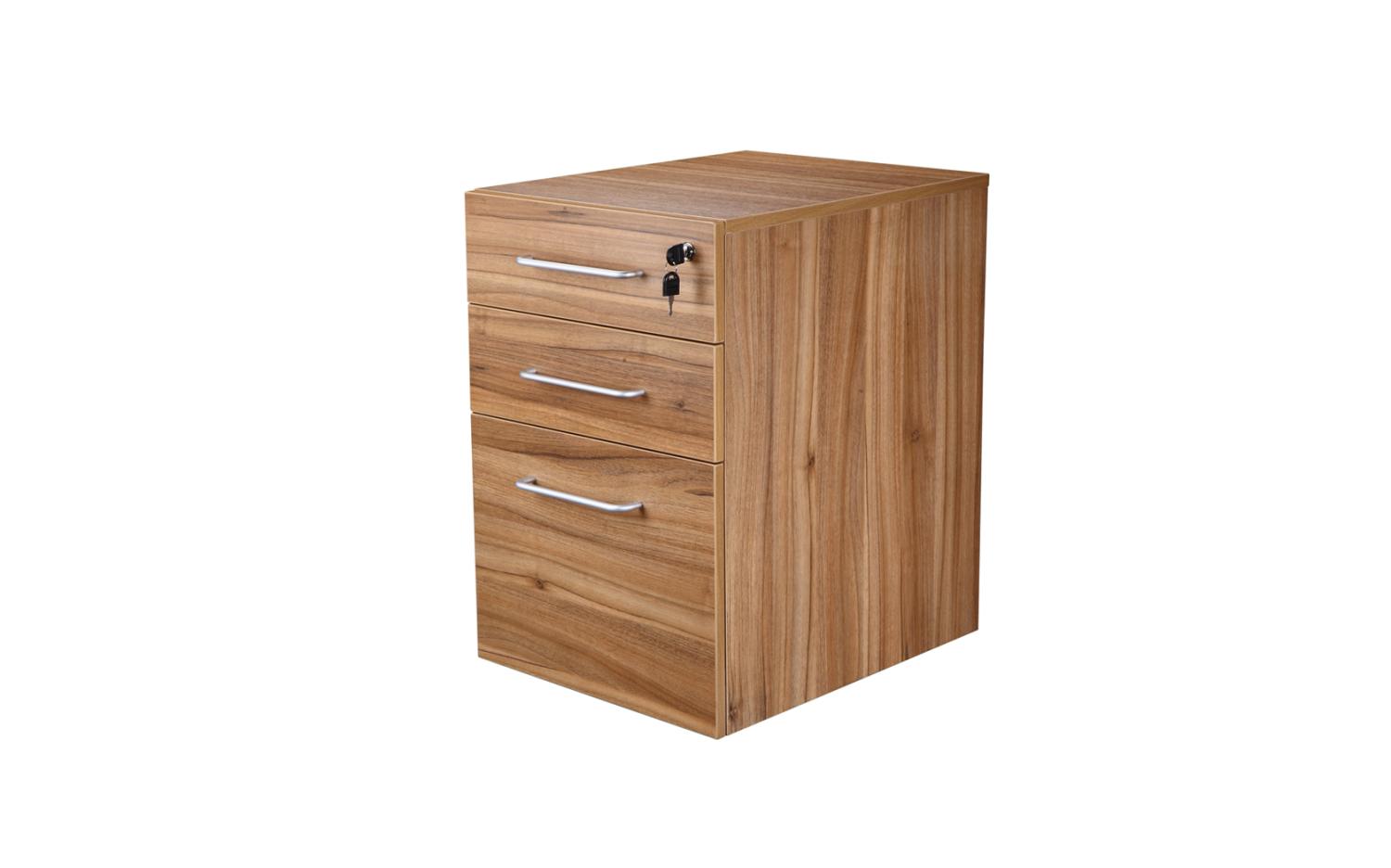Full Height Mobile 3 Drawer Pedestal  in American Black Walnut