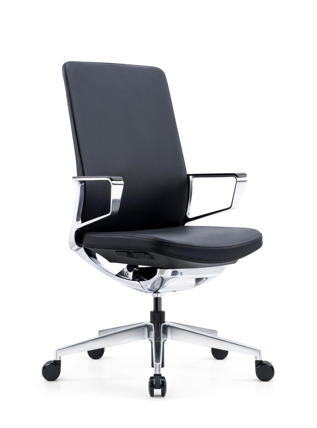 Lusso Executive Task Chair inBlack Faux Leather with Aluminium Mechanism and Base