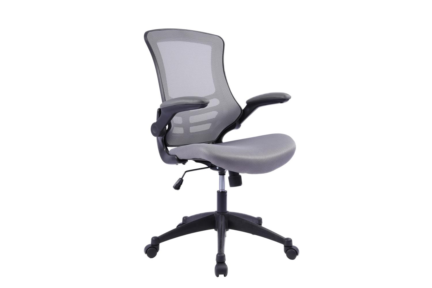 Deluxe Mesh Operator Chair with Folding Arms in Grey