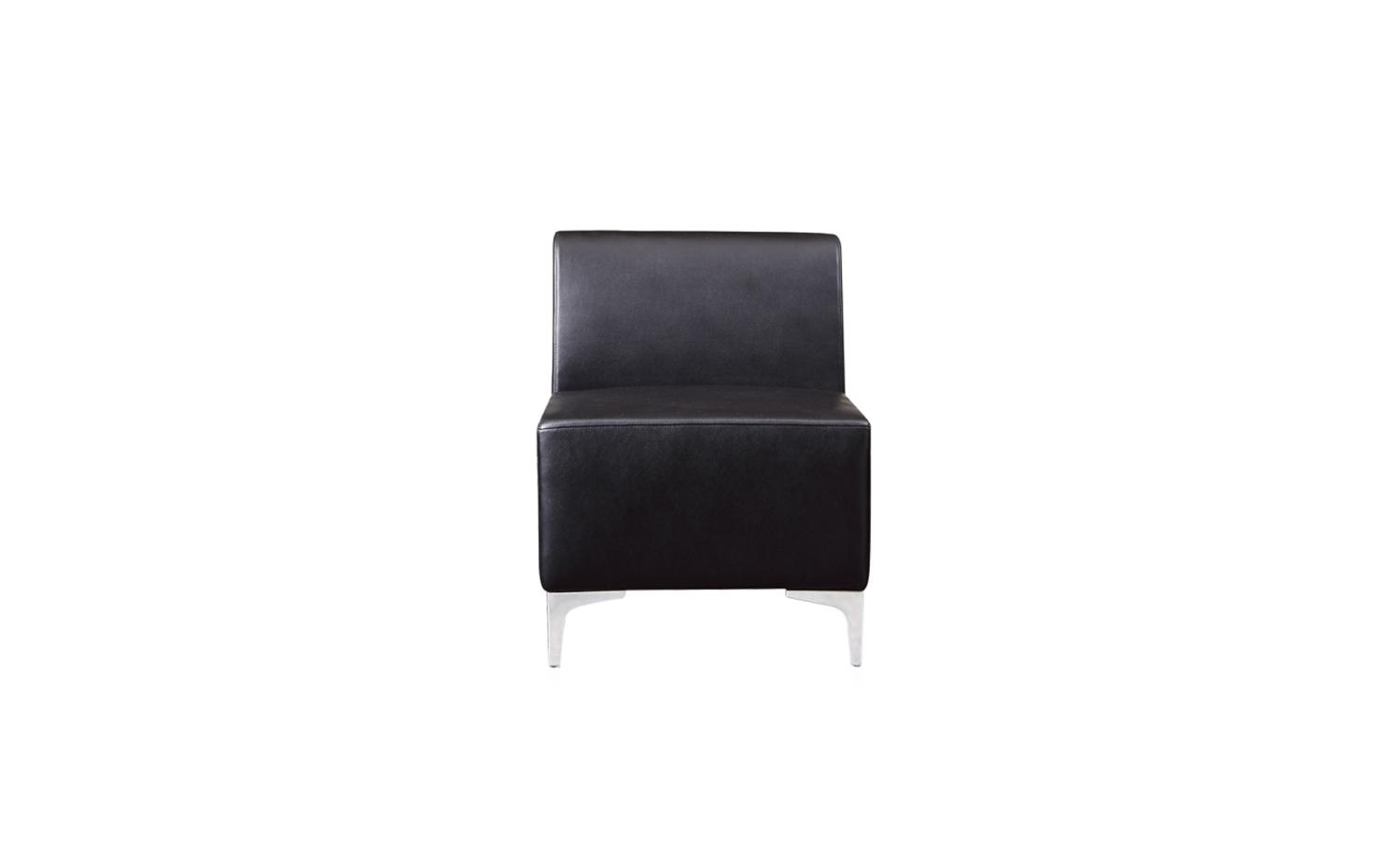 Modular Middle Sofa Section in Black Faux Leather