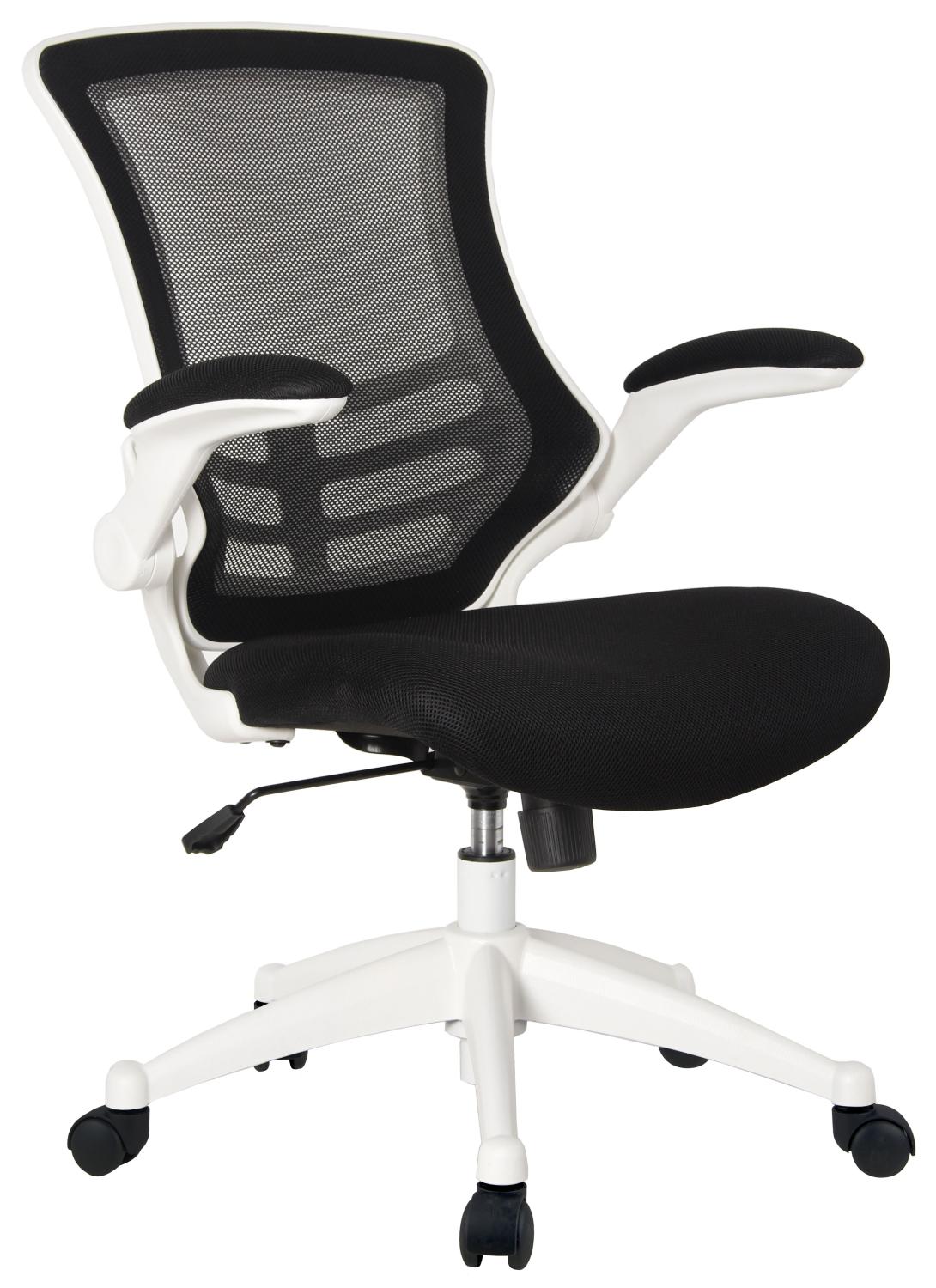 Deluxe Mesh Operator Chair with Folding Arms in White