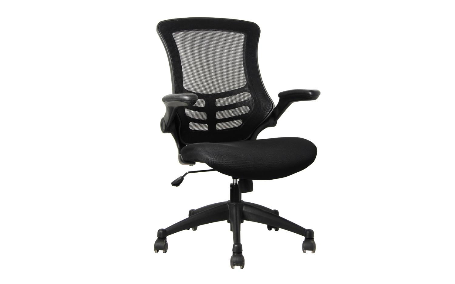 Deluxe Mesh Operator Chair with Folding Arms in Black