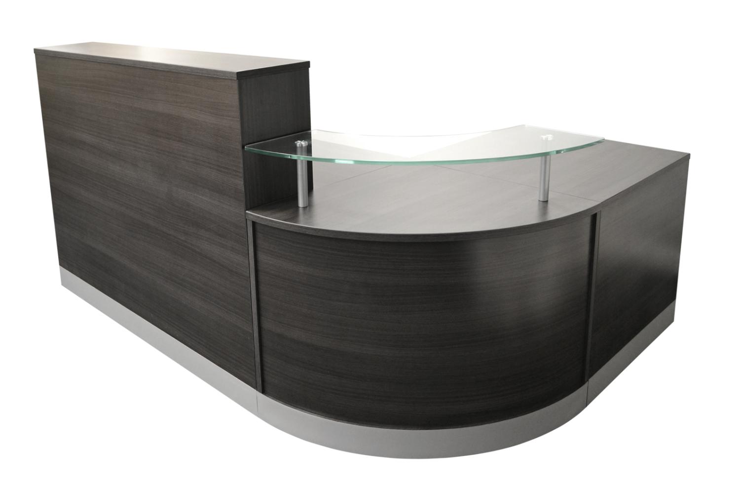 2400mm x 1600mm Reception Counter complete with Glass Shelf in Anthracite