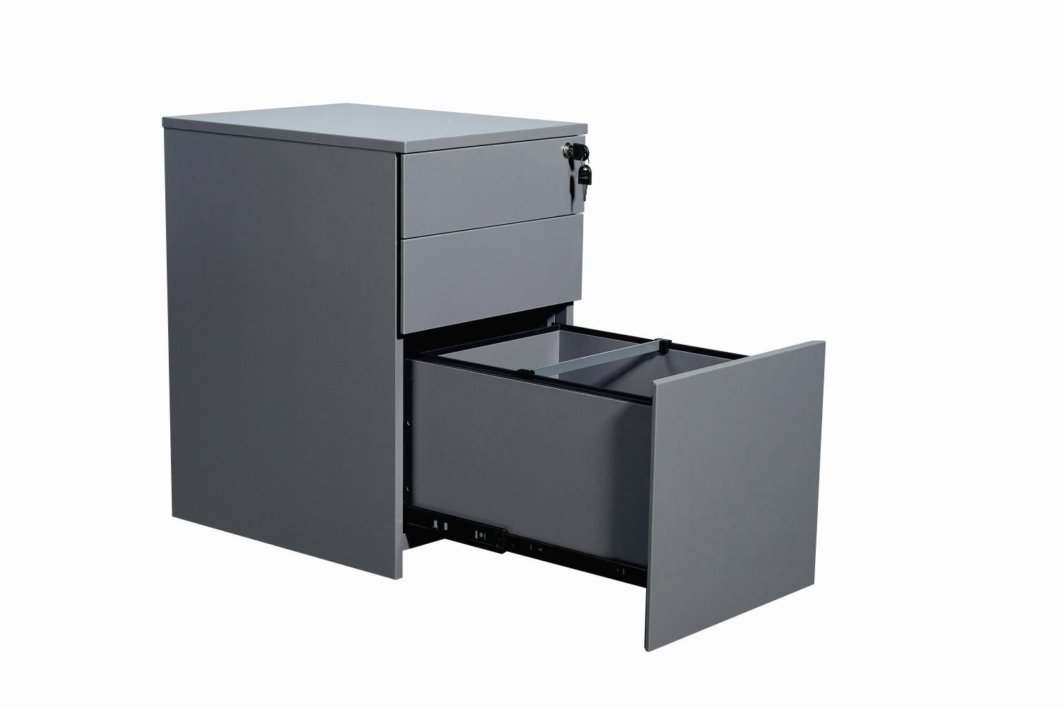 3 Drawer MFC Mobile Pedestal in Graphite Grey