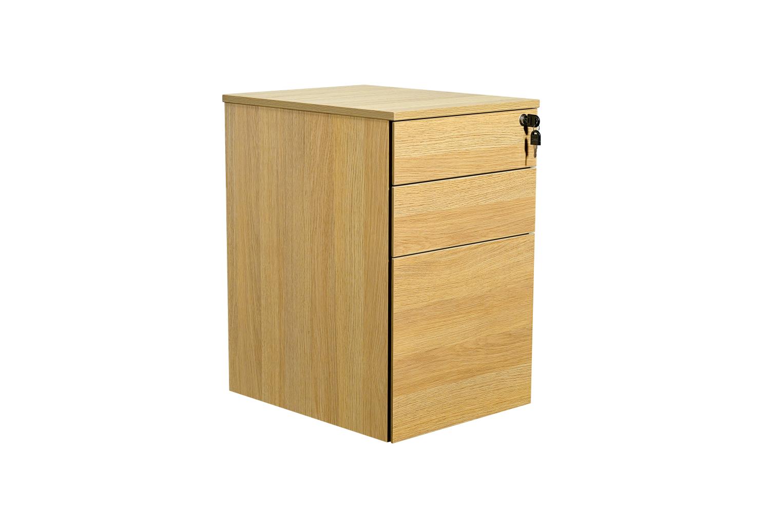 3 Drawer MFC Mobile Pedestal in Light Oak