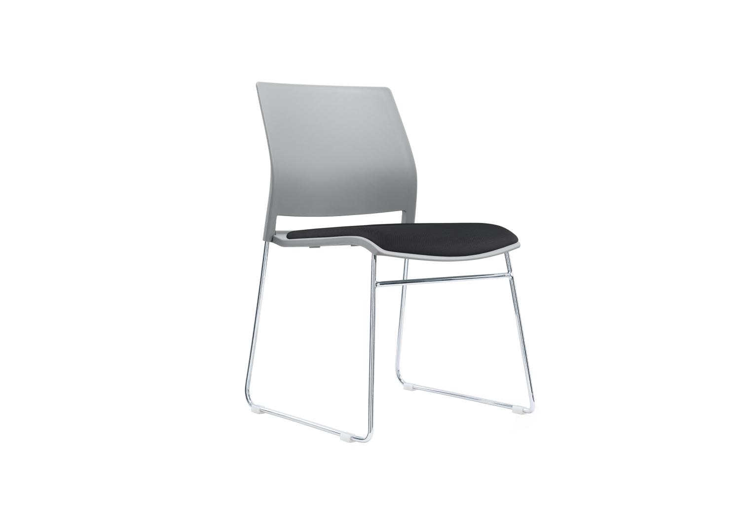 Verse Multipurpose Stacking Chair with Grey Shell and Black Fabric Seat Pan