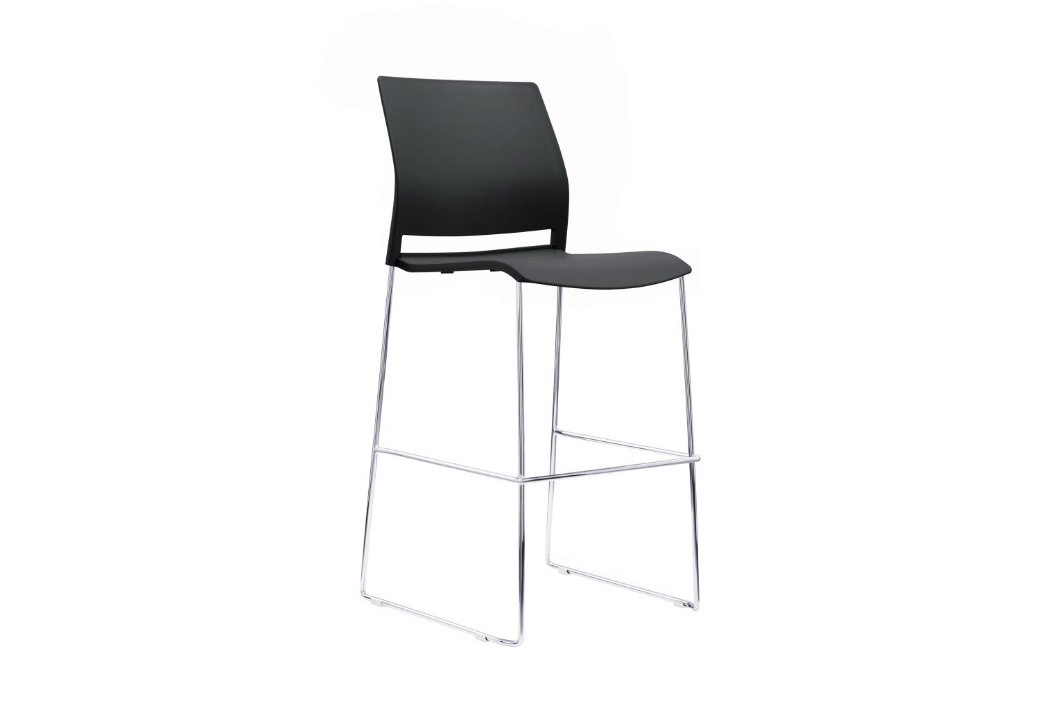Verse Stool with Black Shell and Black Fabric Seat Pan
