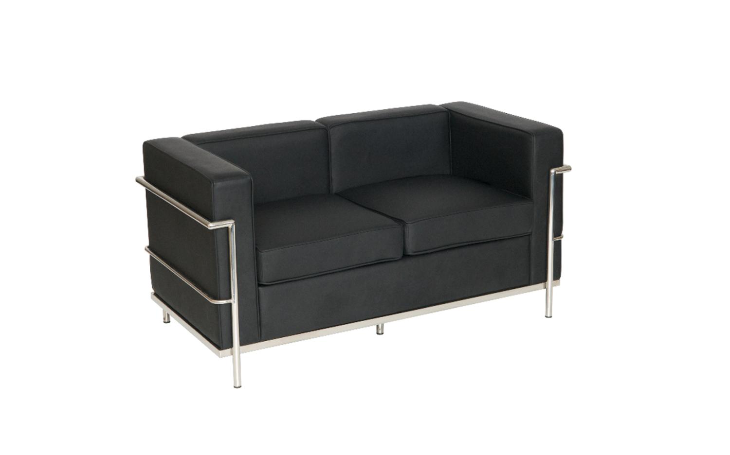 Double Seater Korby Sofa in Black Faux Leather