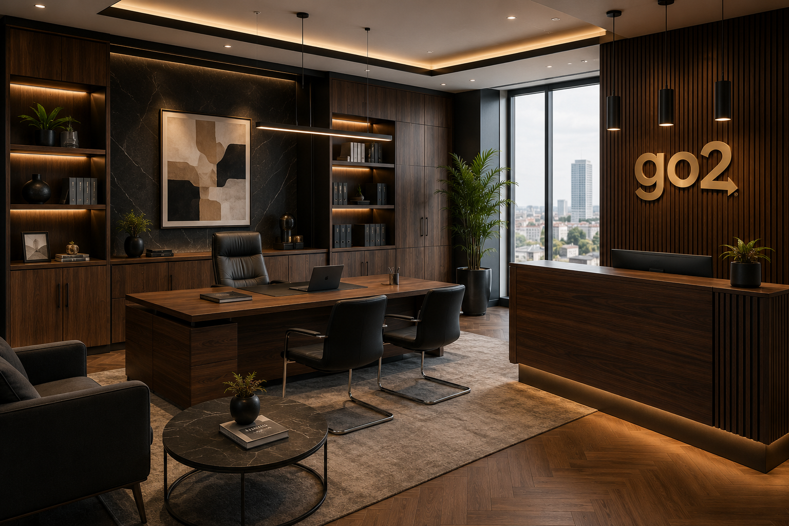 Bespoke executive office furniture and custom reception desk