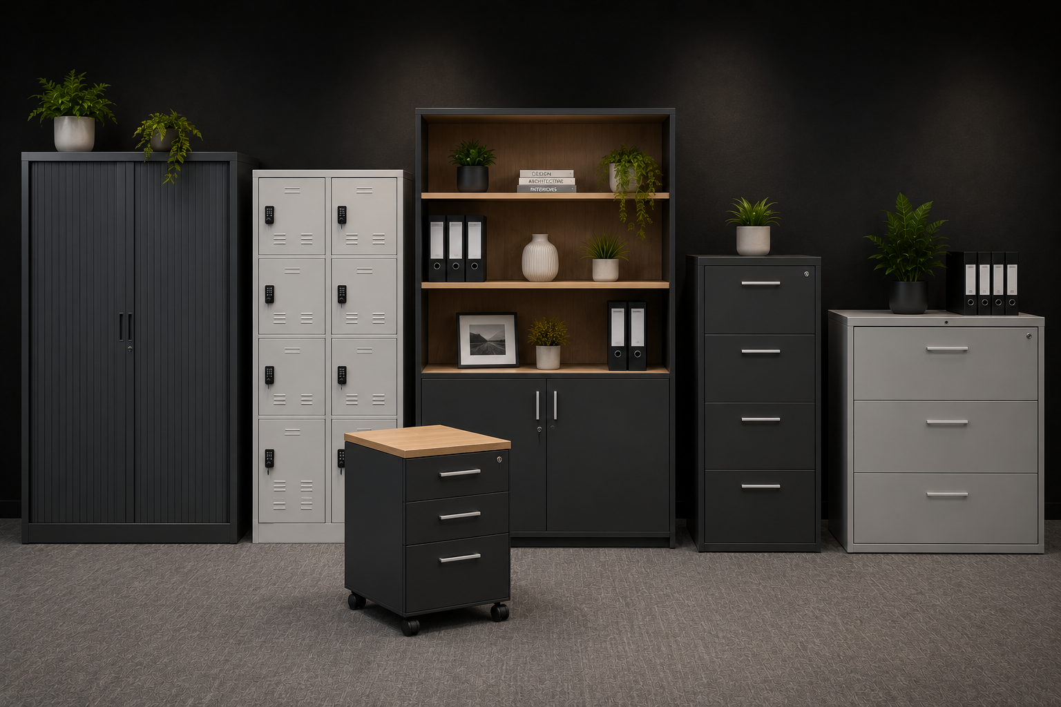 Office cupboards, lockers, bookcases, pedestals and filing cabinets